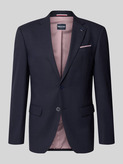 Produktfoto, Slim Fit 2-Knopf-Sakko mit Pattentaschen von HECHTER PARIS im dunklen Material-Mix mit Schurwoll-Anteil, Reverskragen