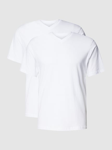 GÖTZBURG 1889 T-Shirt mit V-Ausschnitt im 2er-Pack Modell 'PURE COTTON' Weiss 2