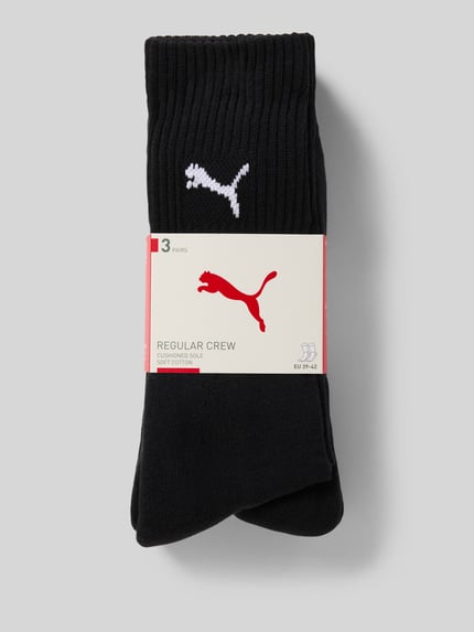 Produktfoto, Tennissocken mit Logo im 3er-Pack van PUMA voor dames, zwart, katoenmix met stretch, nauwsluitend, met logo, set van 3.