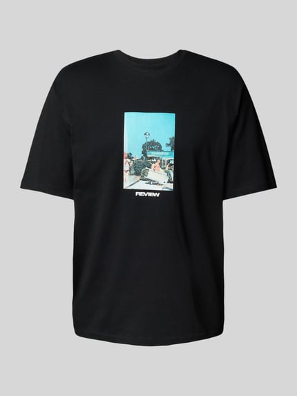 REVIEW Regular Fit T-Shirt aus Baumwoll-Viskose-Mix Black 2