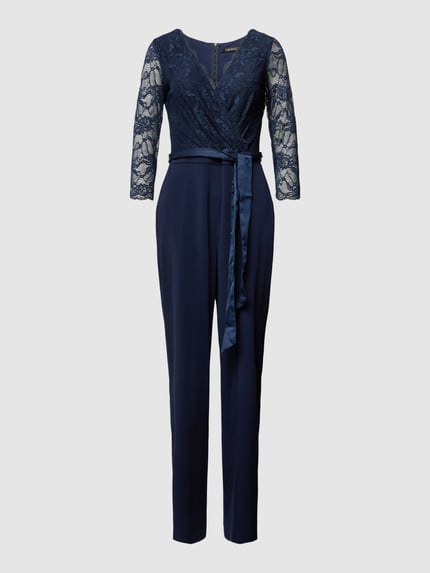 SWING Jumpsuit met strikceintuur Marineblauw - 1