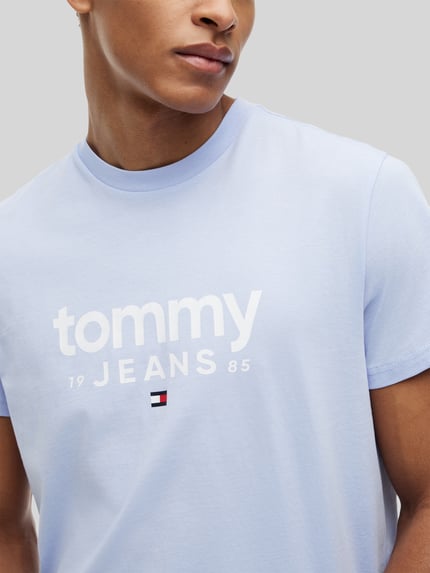 Tommy Jeans Relaxed Fit T-Shirt aus reiner Baumwolle mit Label-Schriftzug Hellblau 3