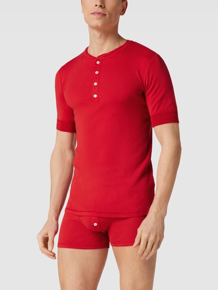 SCHIESSER T-Shirt mit kurzer Knopfleiste Modell 'Karl' Rot 1