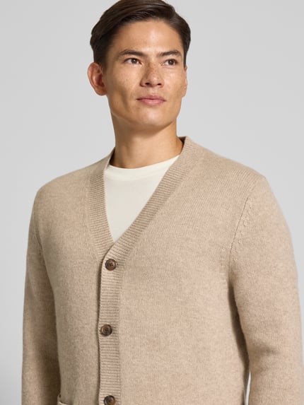 Christian Berg Men Strickjacke aus Wolle-Kaschmir-Mix mit V-Ausschnitt Beige Melange 3