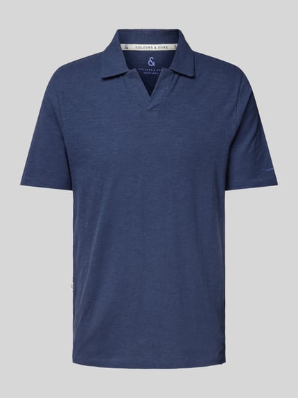 Colours & Sons Slim Fit Poloshirt aus Baumwoll-Leinen-Mix Marine 2