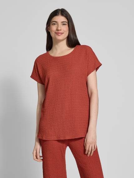 Christian Berg Woman T-Shirt mit geripptem Rundhalsausschnitt Dunkelrot 4