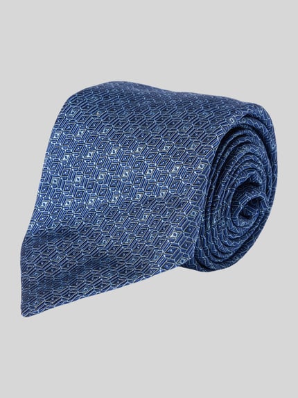 altea Stropdas van een mix van zijde en katoen, model 'Ticino' Marineblauw - 1