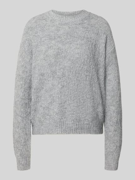 Produktfoto, Regular Fit Strickpullover aus elastischem wolmix von Apricot, ronde hals, ribboorden, lichtgrijs, dames, ruglengte maat S 55 cm, mouwlengte maat S 68 cm