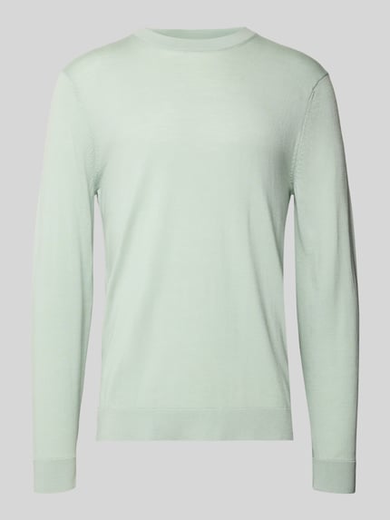 Produktfoto, Regular Fit Pullover aus reiner Wolle Modell 'TRAY' von Selected Homme, Optik: Unifarben, Feinstrick, Rundhals, Langarm, gerippte Abschlüsse