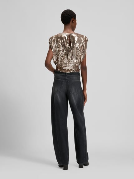 BOSS Orange Wide Leg Jeans aus reiner Baumwolle Black 5
