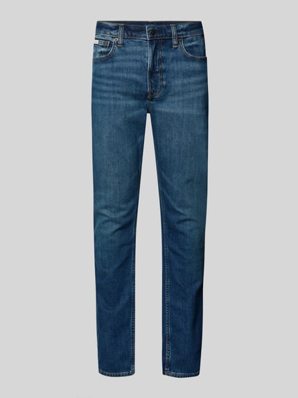 Produktfoto, Jeans mit 5-Pocket-Design van Calvin Klein Jeans, slim fit, katoen-elastaanmix, knoop- en ritssluiting, donkerblauwe wassing