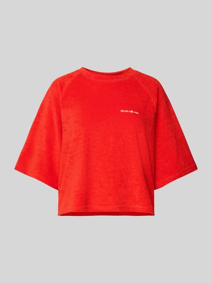 Jake*s Casual T-shirt met statementstitching Kersenrood - 2