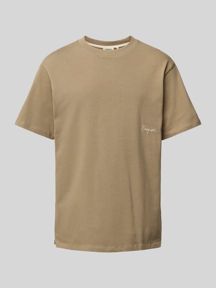 POMPEII BRAND T-shirt z nadrukiem z logo Khaki 2