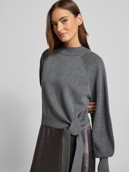 BOSS Körpernahes Freizeitkleid aus Schurwoll-Kaschmir-Mix Modell 'FIALINA' Dunkelgrau Melange 3