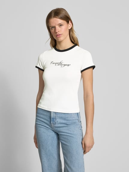Weekday T-Shirt mit Statement-Print Offwhite Melange 4