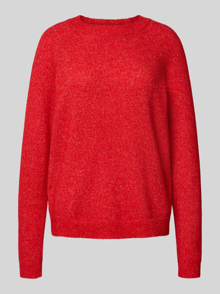 PIECES Sweter z dzianiny o kroju regular fit z raglanowymi rękawami model ‘JULIANA’ Czerwony 2