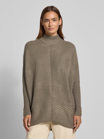 Apricot Sweter o kroju oversized z imitacji dzianiny ze stójką Khaki 4