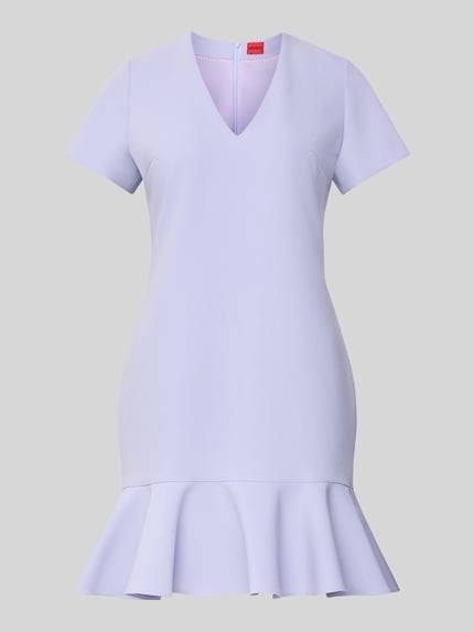 Productfoto, tailliertes Etuikleid mit Viskose Anteil Modell 'KABILA' van HUGO, effen, mini lengte, volant zoom, kort mouw, label detail