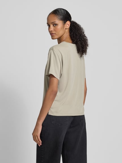 Jake*s Casual T-shirt z prążkowanym okrągłym dekoltem Gliniany 5