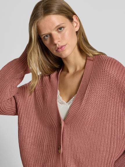 ONLY Boxy Fit Strickjacke mit V-Ausschnitt Modell 'CAROL' Mauve 3
