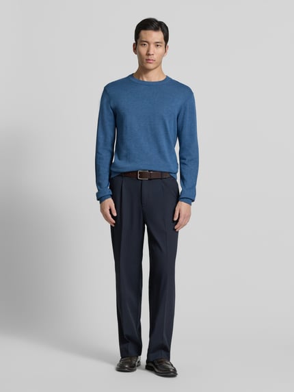 Casual Friday Gebreide pullover met geribde boorden Model 'BELLS' Rookblauw gemêleerd - 1
