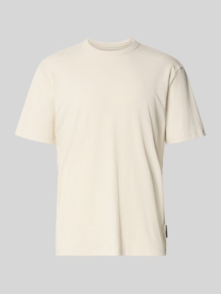 Tom Tailor Denim regular fit t-shirt van mix van katoen en modal Offwhite - 2