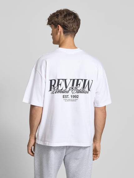 REVIEW T-Shirt mit überschnittenen Schultern Weiss 5