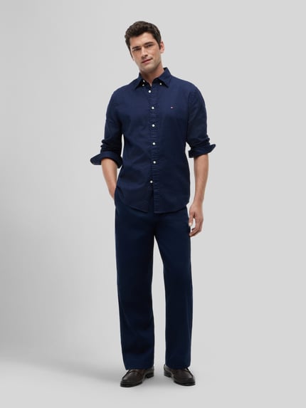 Tommy Hilfiger Regular Fit Freizeithemd aus reiner Baumwolle Marine 1