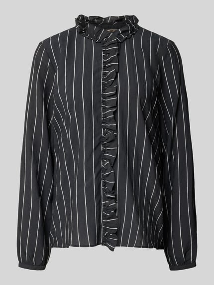MOS MOSH Blouse van viscosemix met ruches, model 'Billy' Donkergrijs - 2