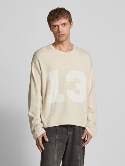 REVIEW Gebreide pullover met extra brede schouders Ecru - 4