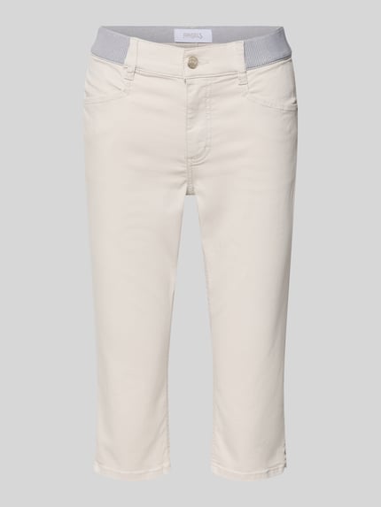 Productfoto, capribroek met elastische band model 'AnnaCapri Sporty' van Angels, katoenmix met stretch, slim fit, licht beige, fijne textuur