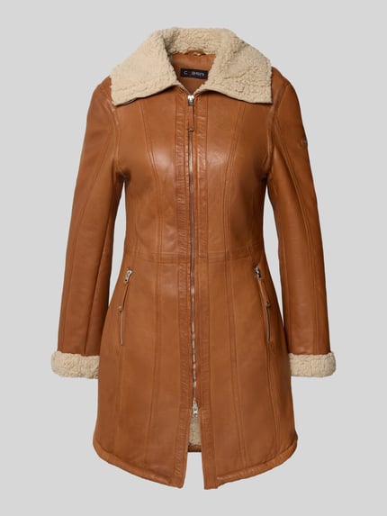 Cabrini Lederjacke mit Teddyfutter Cognac 2