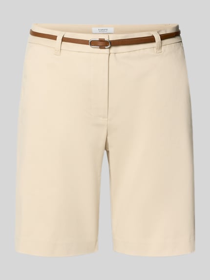 Productfoto, Straight Fit Bermuda met achterzakken model 'Days' van B.Young, elastische katoenmix, afneembare riem, beige kleur