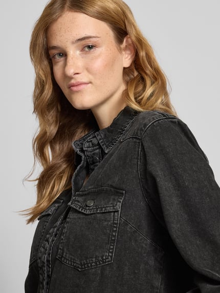 NOISY MAY® Jeansjurk met platte kraag, model 'NEW SIGNE' Zwart - 3