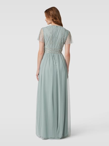 Christian Berg Cocktail Abendkleid mit Zierbesatz Schilf 5