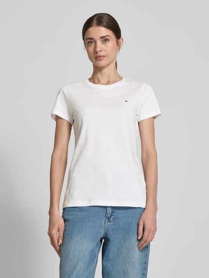 Tommy Hilfiger T-shirt van biologisch katoen met logoborduursel Wit - 4