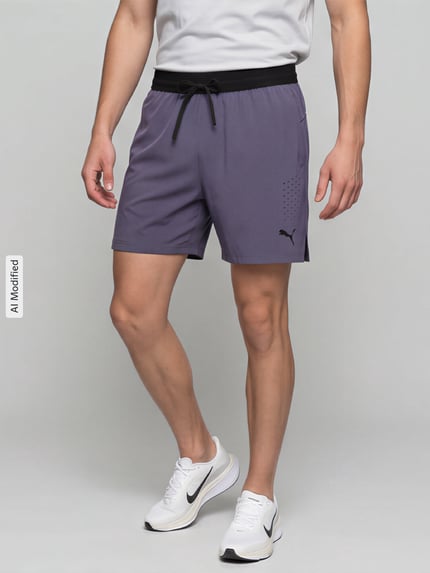PUMA Performance Regular Fit Sportshorts mit Logo-Print Modell 'M PWRMODE 5' Anthrazit 4