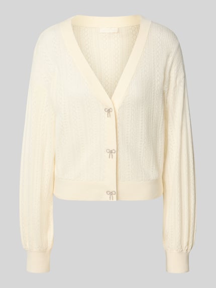 GUESS Gebreid jack van viscosemix met V-hals, model 'LYLA' Wit - 2