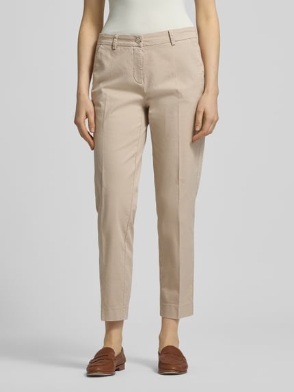 CAMBIO Straight fit stoffen broek met persplooien Model 'Karina' Beige - 4