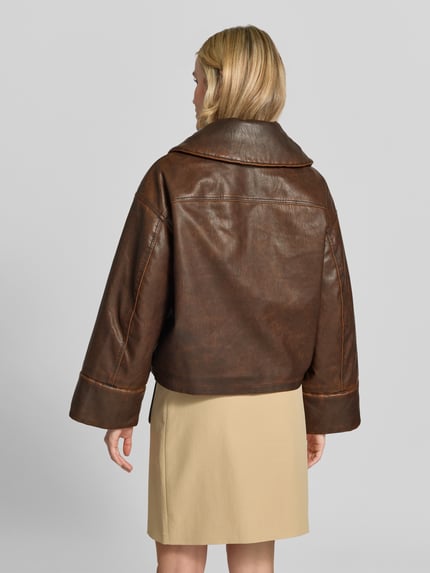 BAUM & PFERDGARTEN Lederjacke mit hohem Kragen Modell 'BAANI' Dunkelbraun 5