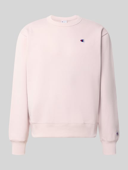 Produktfoto, Sweatshirt mit Label-Details von Champion in Hellrosa, lockere Passform, Baumwoll-Mix, Rundhalsausschnitt, neutrale Textur
