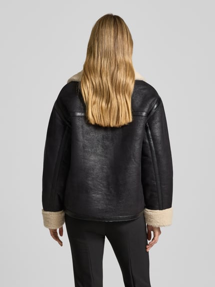 Jake*s Casual Relaxed fit jack met tweewegsritssluiting en imitatiebont Zwart - 5