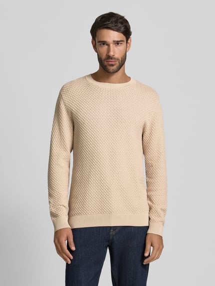 JACK & JONES Premium Sweter z dzianiny z fakturowanym wzorem model ‘BARKLEY’ Złamany biały 4