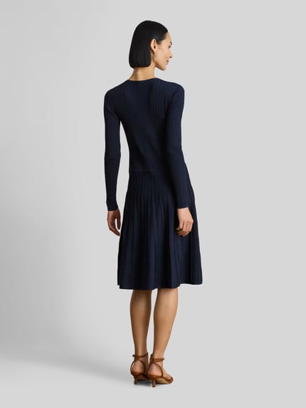 Lauren Ralph Lauren Sukienka z dzianiny z plisowanym dołem spódnicy Granatowy 5