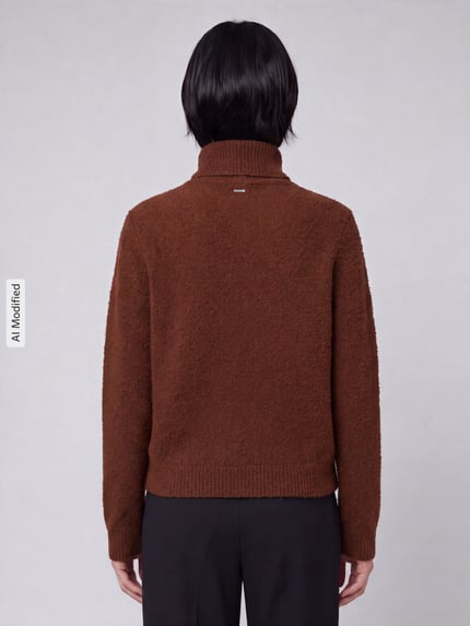 BOSS Relaxed Fit Turtleneck-Pullover aus Schurwoll-Kaschmir-Mix Modell 'Febisana' Dunkelbraun 5
