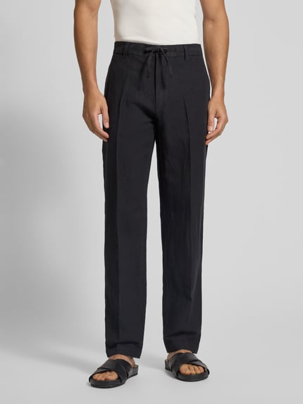 Selected Regular Fit Leinenhose mit Bügelfalten Modell 'LEROY' Black 4