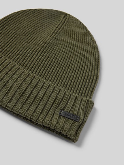 BOSS Mütze aus Wolle mit Logo-Patch Modell 'Fati' Oliv 2