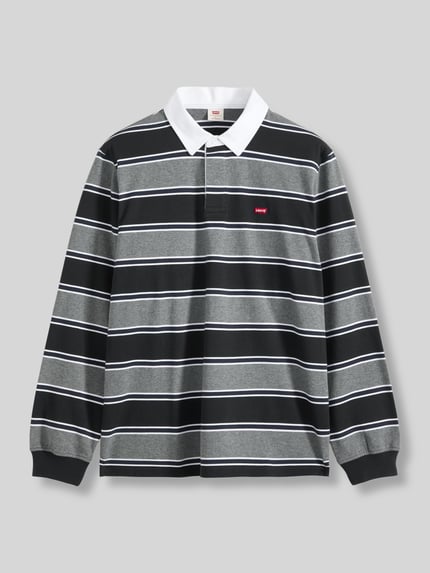 Levi's® Relaxed Fit Poloshirt aus reiner Baumwolle Modell 'RUGBY BRANCO' Dunkelgrau 2