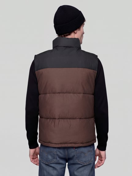 ONLY & SONS Steppweste mit Stehkragen Modell 'ONSMAVERICK' Dunkelbraun 5