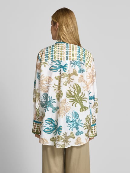 HERZENS Regular fit blouse van lyocellmix met linnen aandeel Olijfgroen - 5